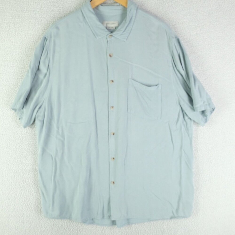 Cotton On Shirt Mens XXL 2XL Blue Button Up Short Sleeve Stretch Performance